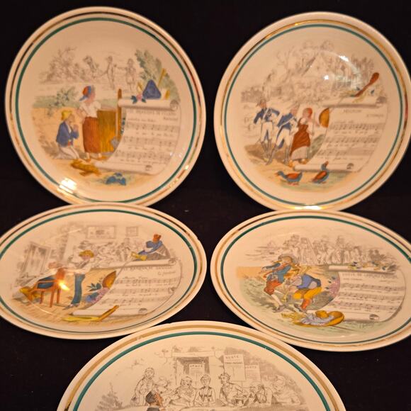 Unbranded Other - Vintage PV Parry Vielle French Opera Bread Butter Plates 6" Set of 5 France